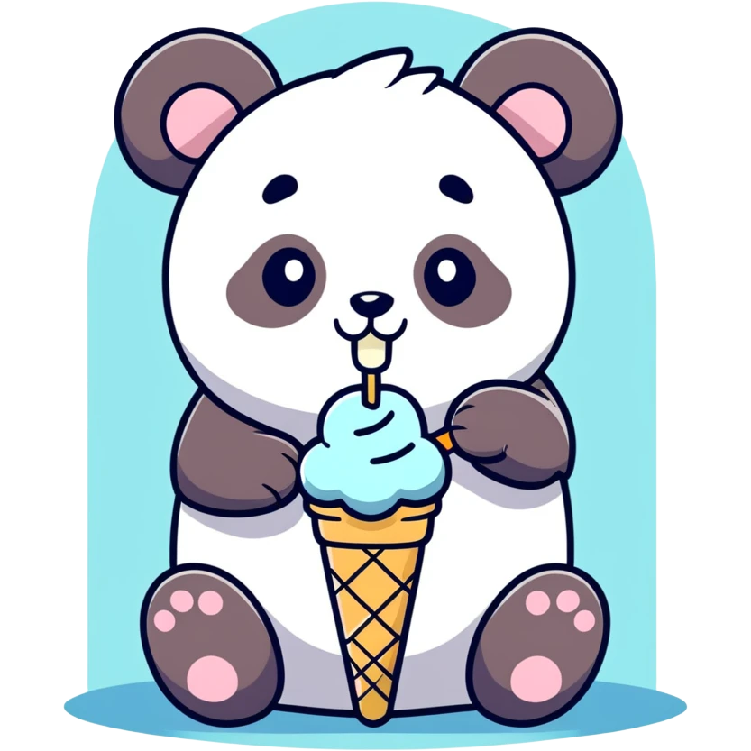 Panda eating ice cream emoji