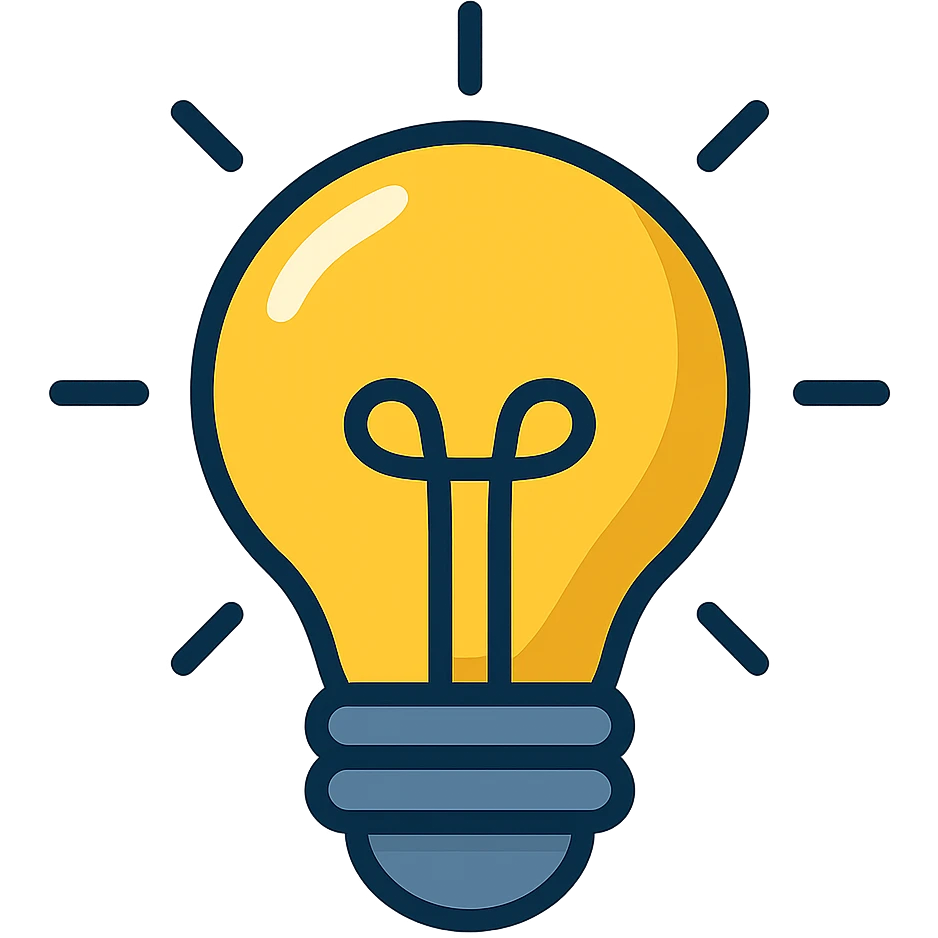 Make this yellow lightbulb icon much larger, keeping the modern lineal color icon style with black outlines and transparent background. emoji