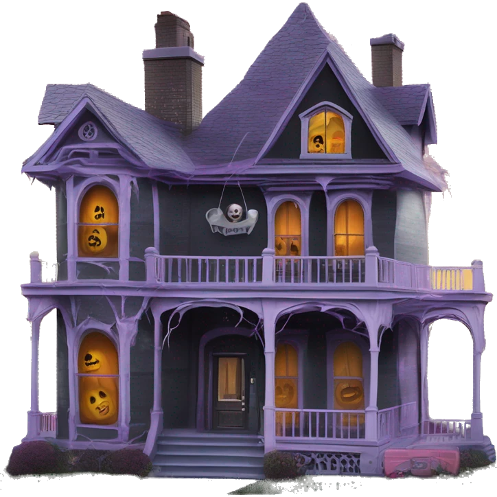 Barbie’s and Batman’s 6 story tall very haunted dream house with complete wrap-around porch and ghosts,guests, and spider webs everywhere and some broken windows and boards  emoji