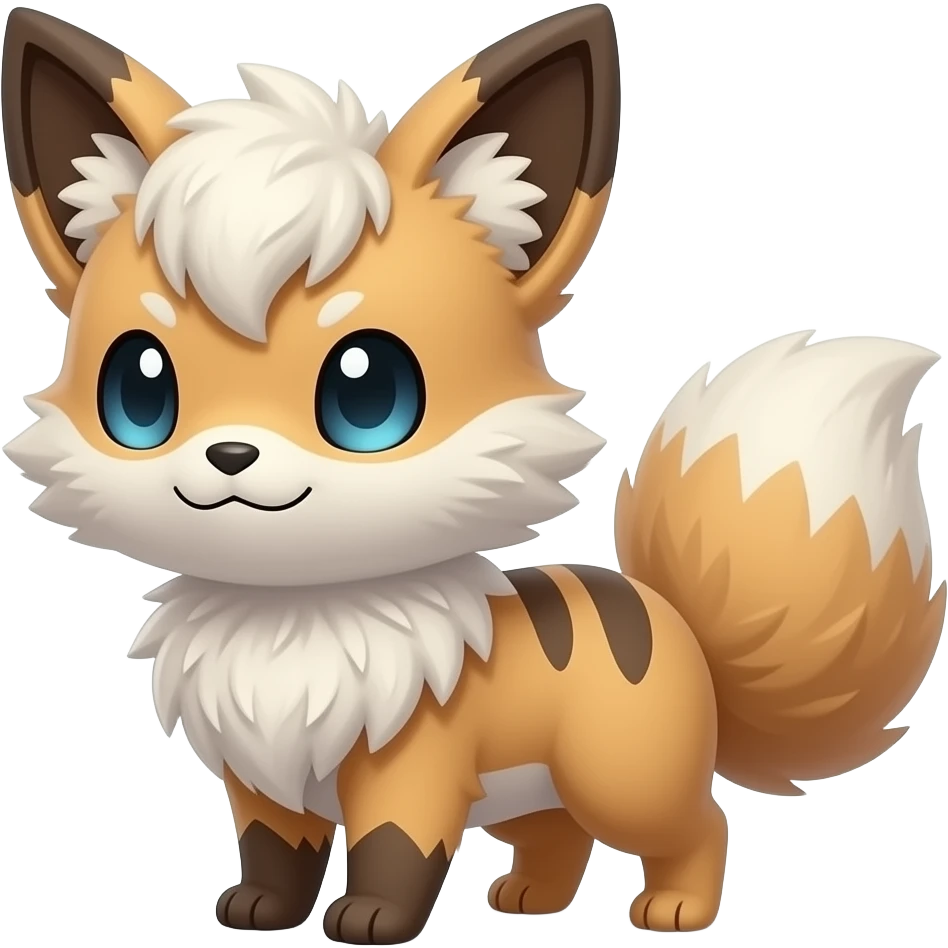Realistic fuzzy cute Litten-Absol-Luxray-Furret-Fakémon-hybrid-creature, full body emoji