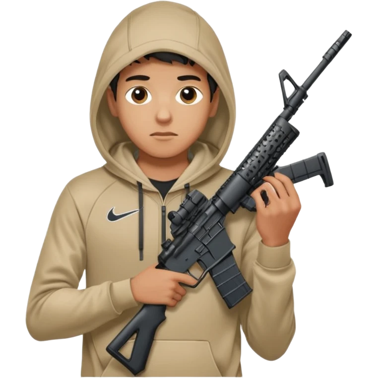 
Fais moi un jeune taliban qui ressemble qui tient une AR15 avec un hoodie a capuche, capuché, avec la cagoule nike therma fit hood emoji