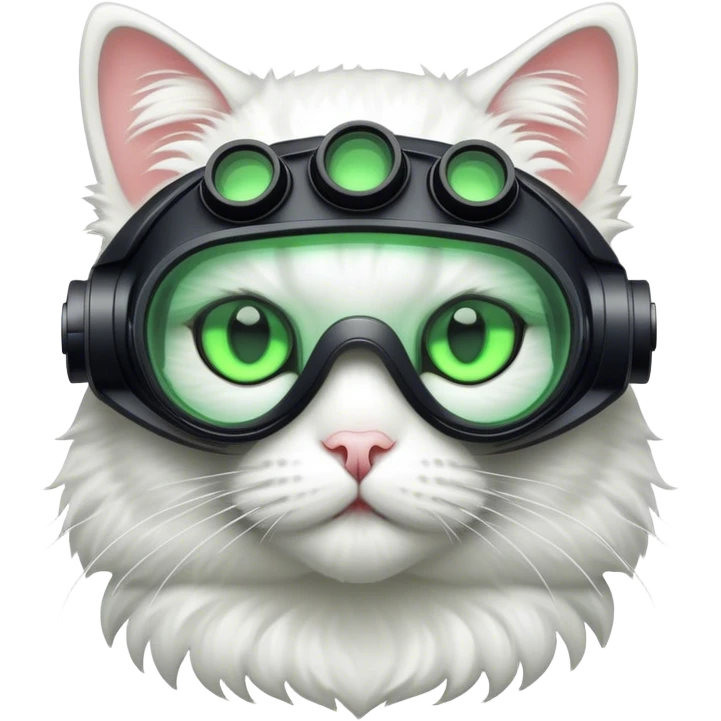 white cat with nigthvision googles emoji