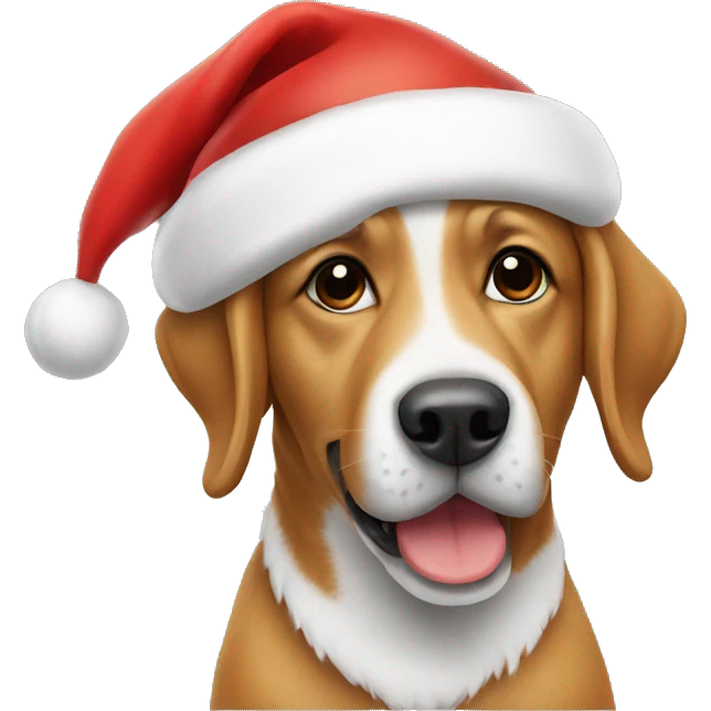 Dog wearing santa hat emoji