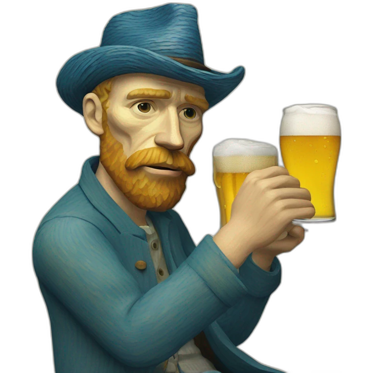 van gogh with a glass of beer emoji
