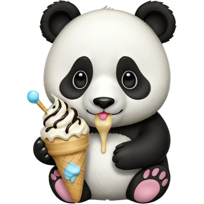 Panda eating ice cream emoji