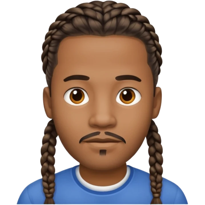 Hazme un emoji de un hombre negro con trenzas y una pequeña perilla sin bigote emoji