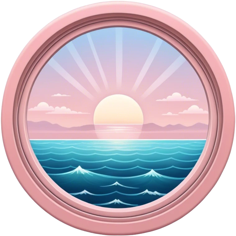 Light pink circular ship window with ocean view  emoji