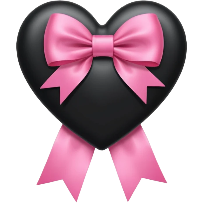 black heart with a pink bow in a ribbon rosette style emoji