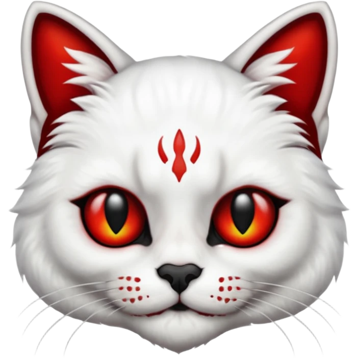 Half red cat half skull emoji