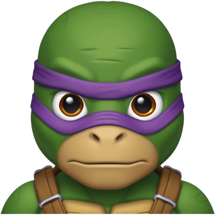 Donatello from Teenage Mutant Ninja Turtles, emoji style, with a serious expression emoji