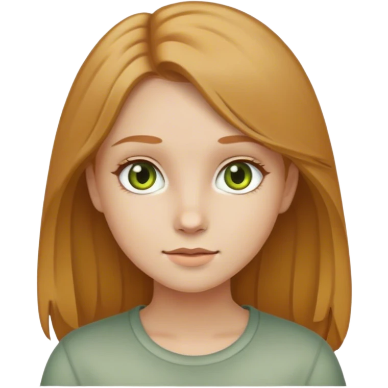 Hey. I want to make an emoji of a cute girl for my pfp, the girl should have dark blonde hair with yellowish & gingerish undertones, greenish grey eyes  emoji
