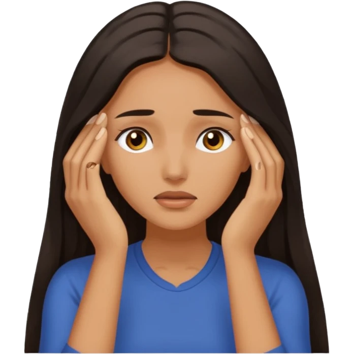 an emoji in which a woman sighs and holds her forehead with her hands emoji