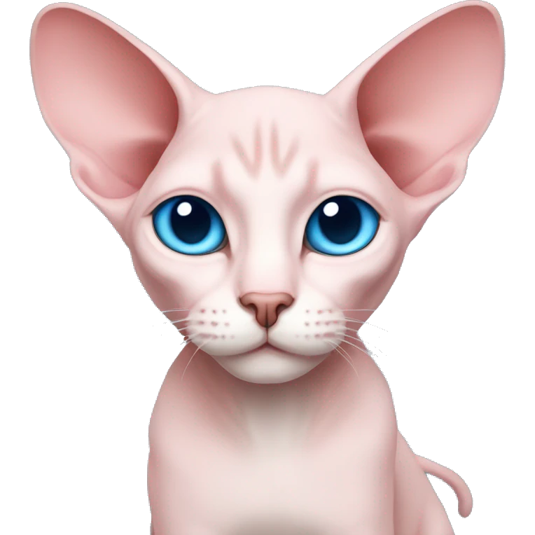 Pink sphinx sleep cat-blue-eyes-big ears emoji