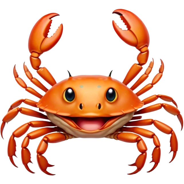 Cinematic Comical Baby Crab Portrait Emoji, Head tilted dramatically with an exaggeratedly shocked expression, featuring a tiny, vibrant carapace with wide, comically expressive eyes full of playful disbelief and miniature, animated pincers, Simplified yet hilariously expressive features, highly detailed, glowing with a slightly sassy coastal glow, high shine, dramatic yet playful, stylized with an air of cheeky seaside mischief, soft glowing outline, capturing the essence of a meme-worthy baby crab that looks ready to pinch its way into viral fame! emoji