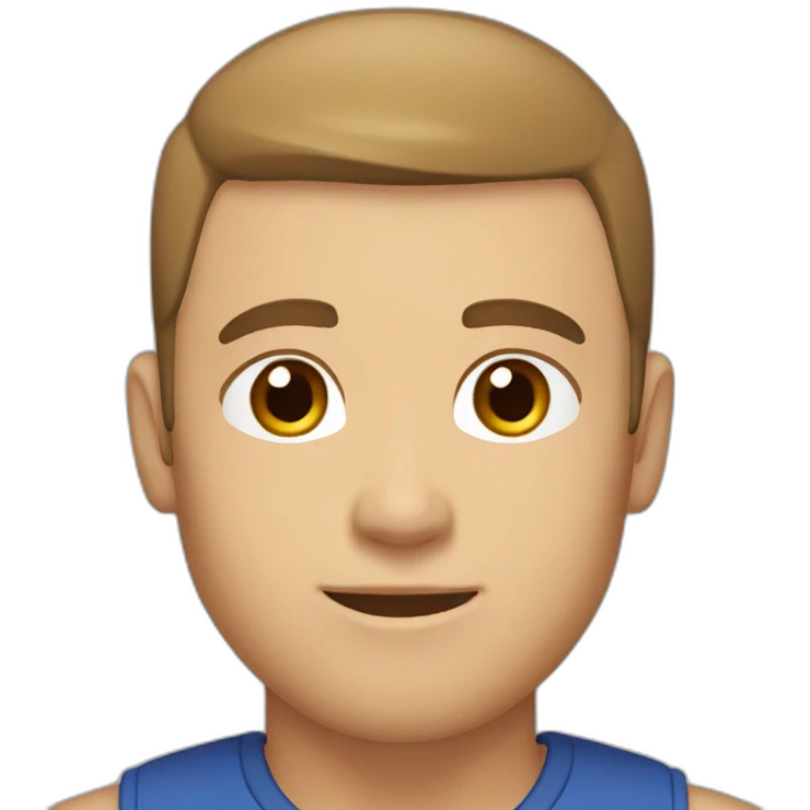 light brown haired man, hair parted, shaved side hair, with brown eyes and light stubble emoji