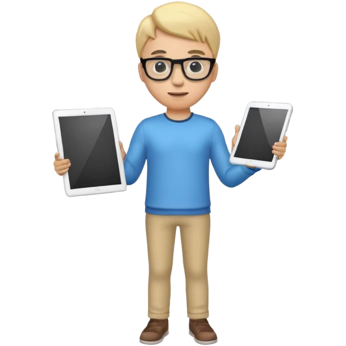 3D imoji of Young man who is graphics design full body stand emoji