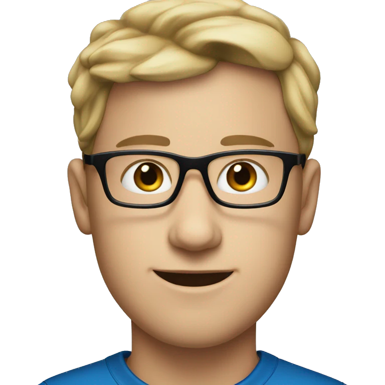 A young white man wearing a blue cap and black glasses emoji