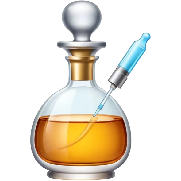 Perfume making icon, perfume bottle with elegant design, glass vial, fragrant mist, essential oils, dropper, minimalistic style, clean lines, transparent background. emoji