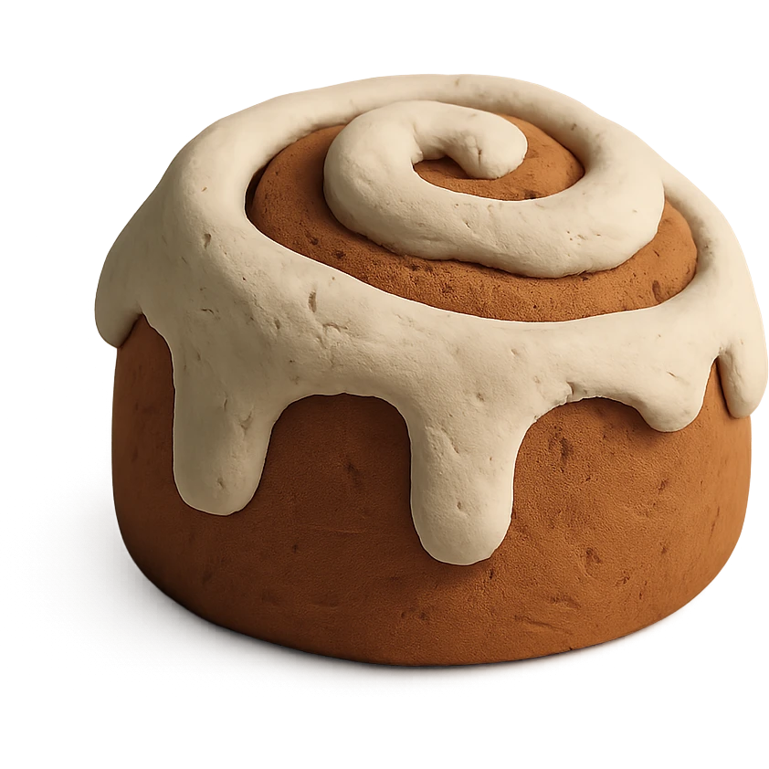 claymation style cinnamon bun emoji