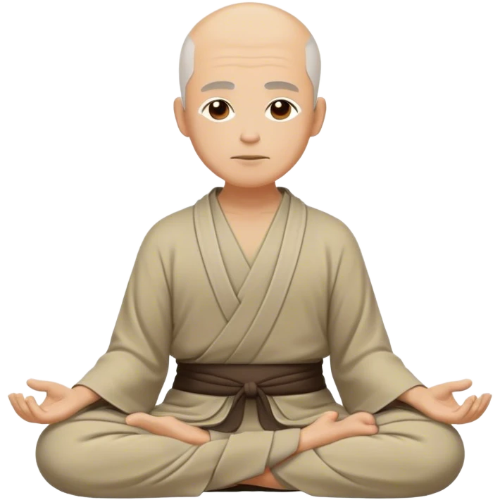A calm and serene productivity coach, depicted as a Zen Master sitting cross-legged, they wear flowing, comfortable clothing in earthy tones, with a peaceful and composed facial expression.  emoji