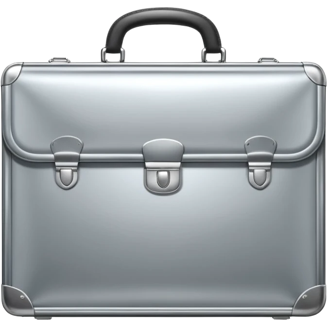 A luxury briefcase emoji made of polished silver chrome, smooth rectangular shape, metallic reflections, minimal high-end design, swag business aesthetic, iOS emoji style, centered, clean white background
 emoji