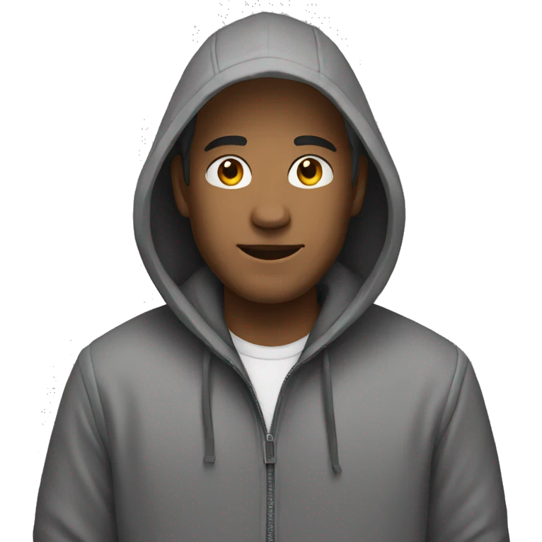 grayscale man in a hooded jacket emoji