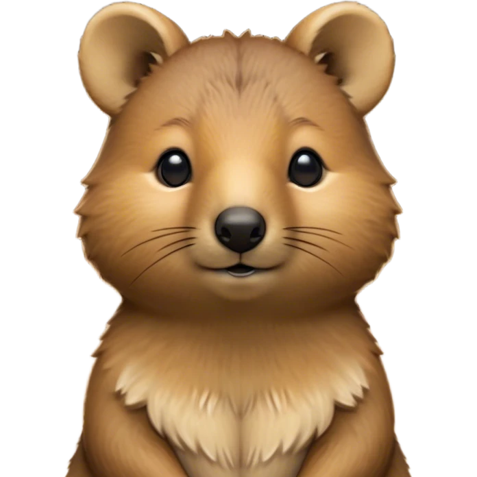 Cinematic Noble Quokka Portrait Emoji, Poised and regal, with a compact, endearing build and a smooth, well-groomed brown fur that glows with a hint of golden warmth, deep-set soulful eyes radiating kindness, Simplified yet sharp and sophisticated features, highly detailed, glowing with a soft, dignified glow, high shine, intelligent and joyful, stylized with an air of marsupial charm, focused and attentive, soft glowing outline, capturing the essence of a watchful and confident quokka, so majestic it feels as though it could bounce out of the screen with effortless authority! emoji