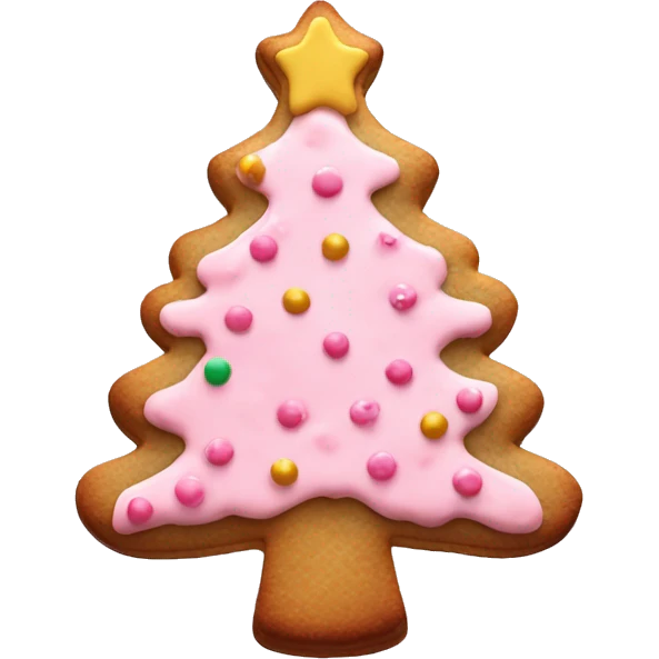 christmas tree cookie with light pink icing and pink sprinkles  emoji