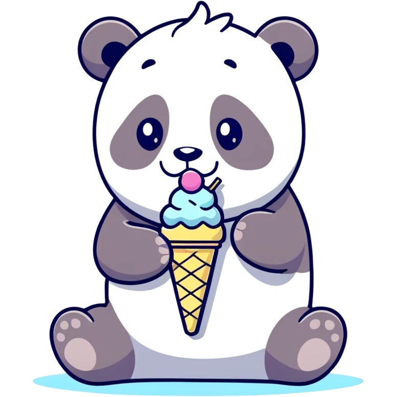 Panda eating ice cream emoji