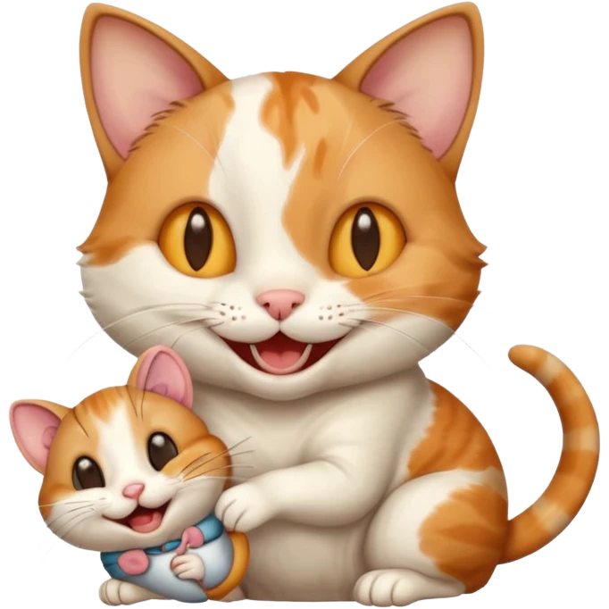 قط يمسك فار ويضحك emoji