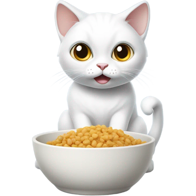 White cat begging to be fed emoji