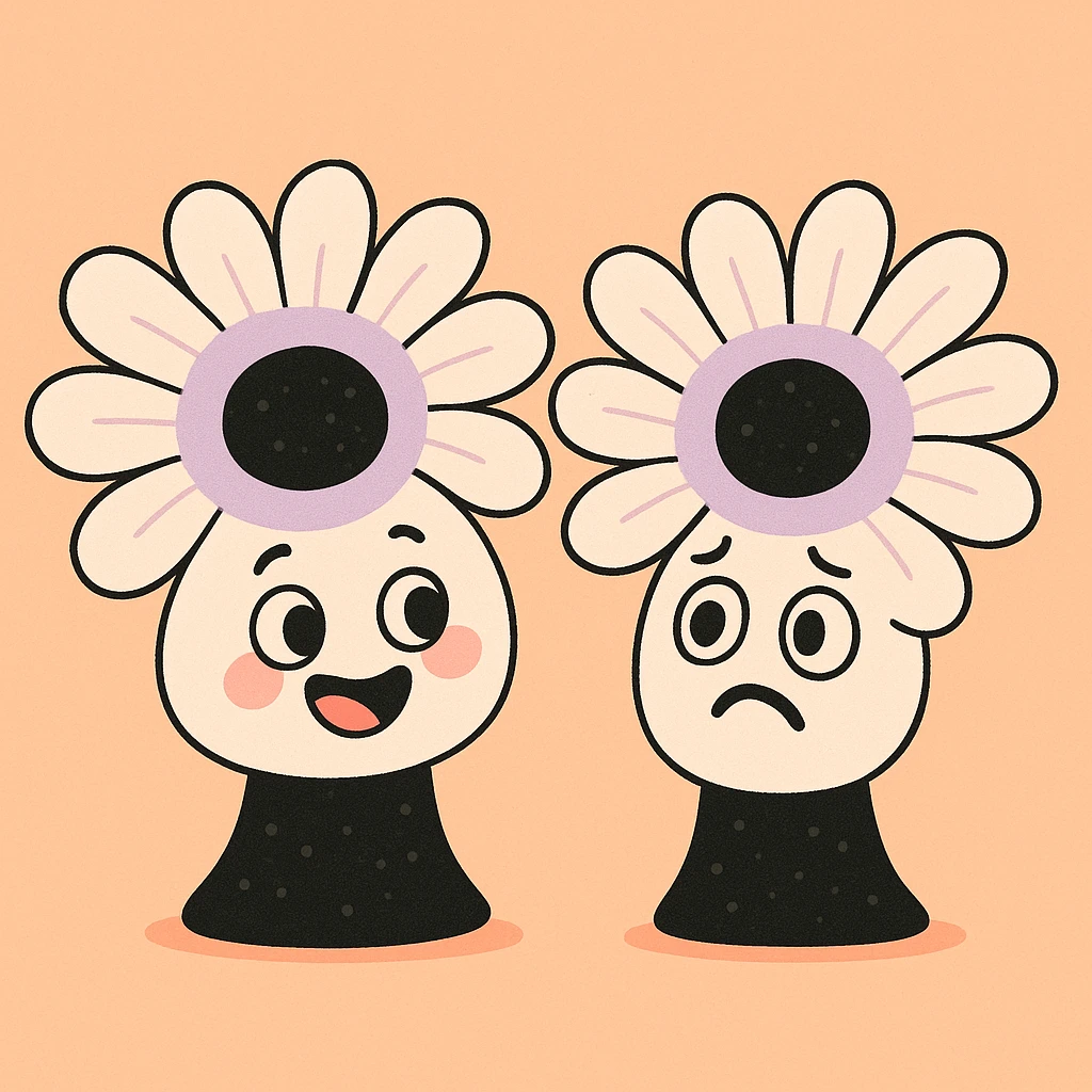 white and black anemone emoji