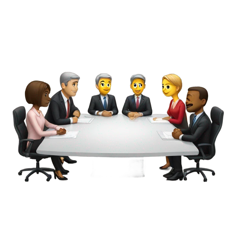 5 people business meeting sitting at a table emoji