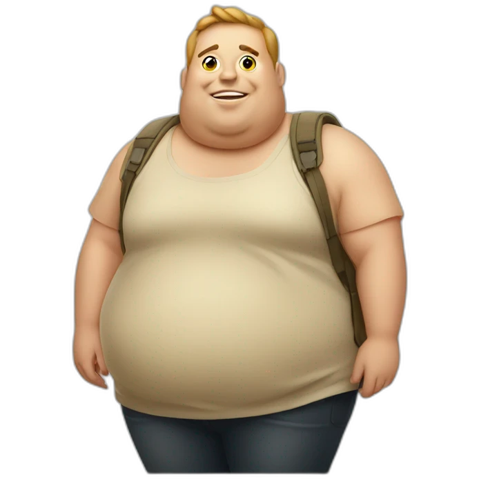 An obese with a bag of food emoji
