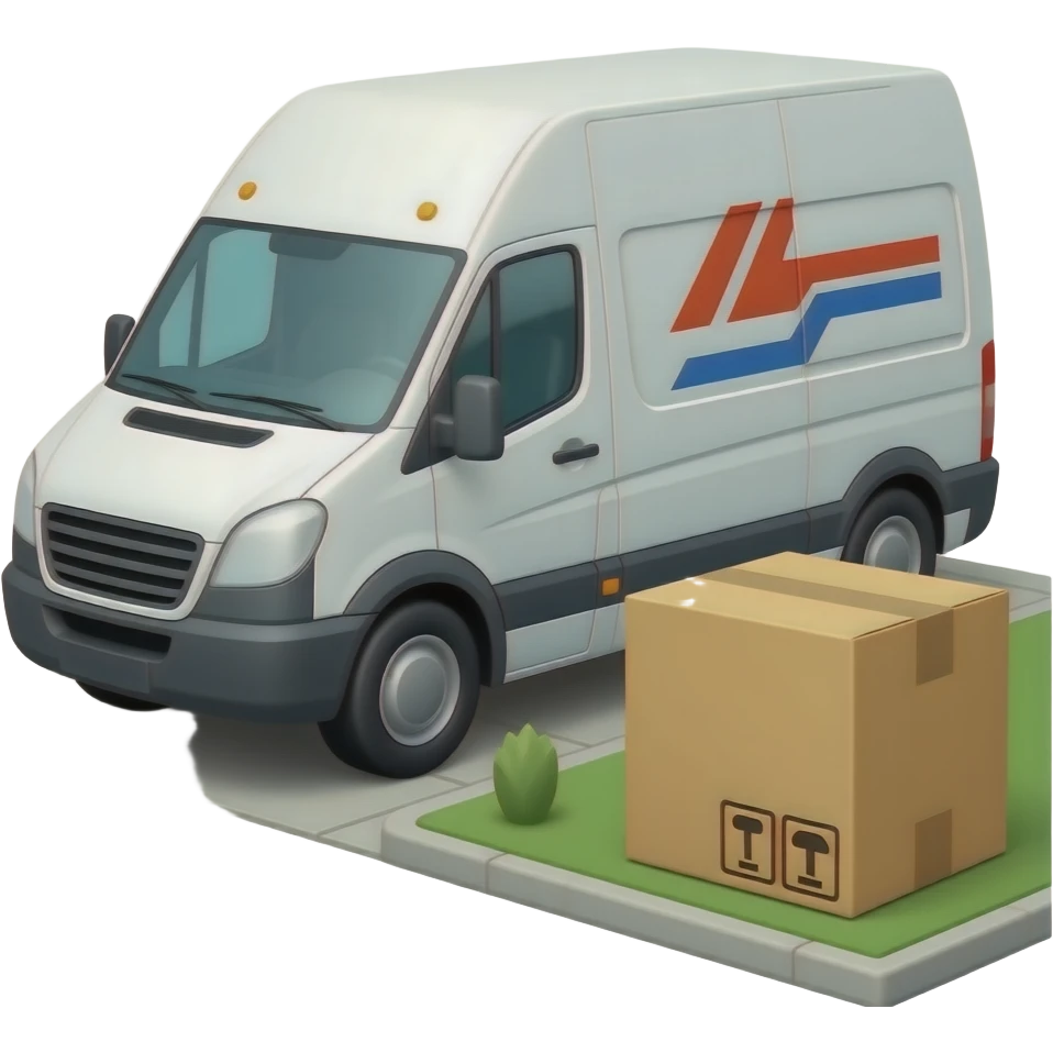 Delivery Cargo car with a box beside it. no name on the cargo emoji