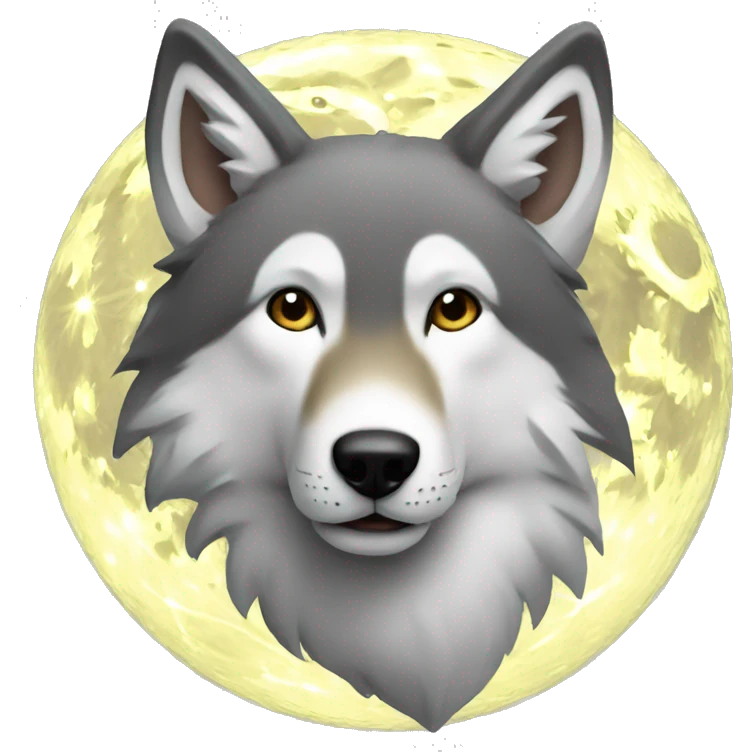 Un lobo aullando a la luna emoji