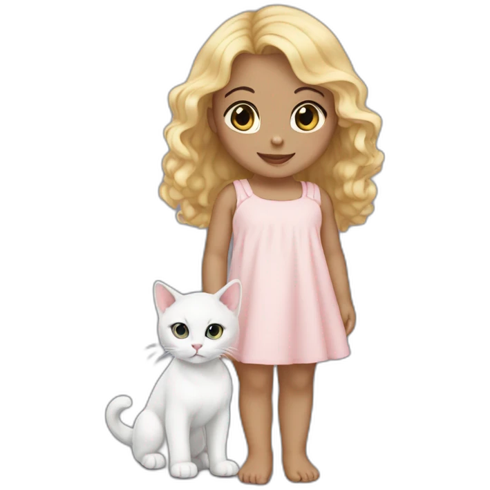Baby girl light skin -with 1 white cat- 1 black cat emoji