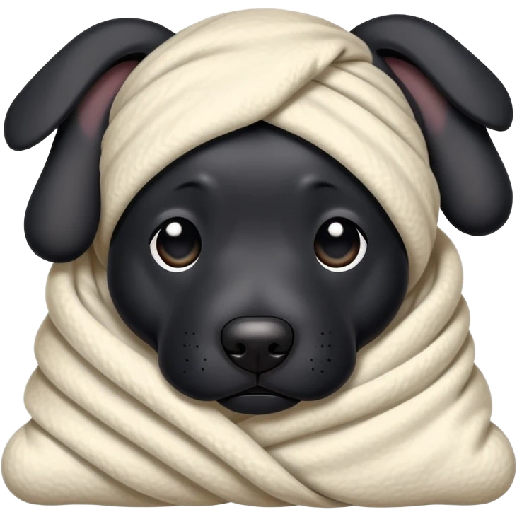 Big black dog in blanket emoji