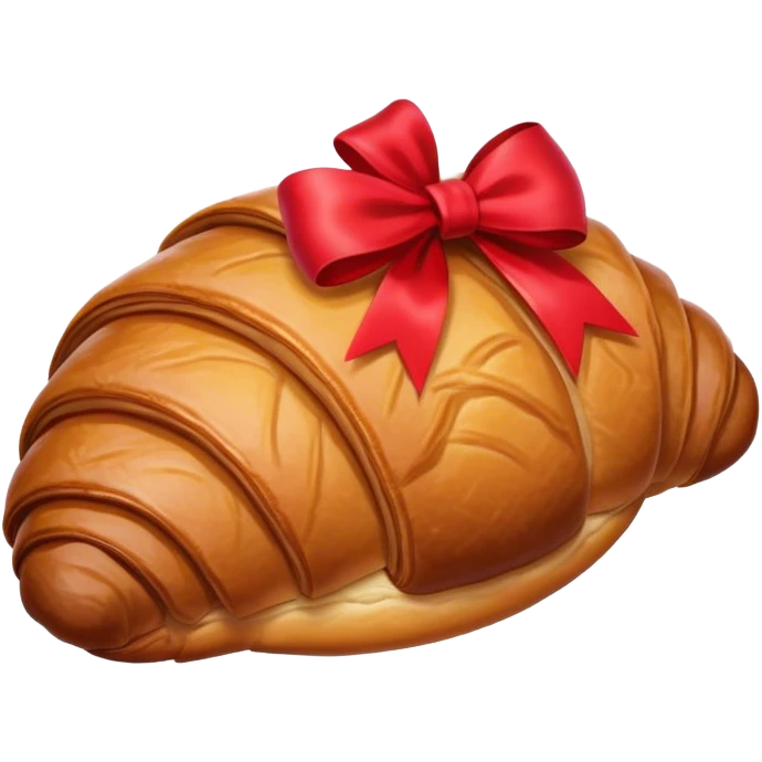 Chocolate filled croissant with red bow emoji
