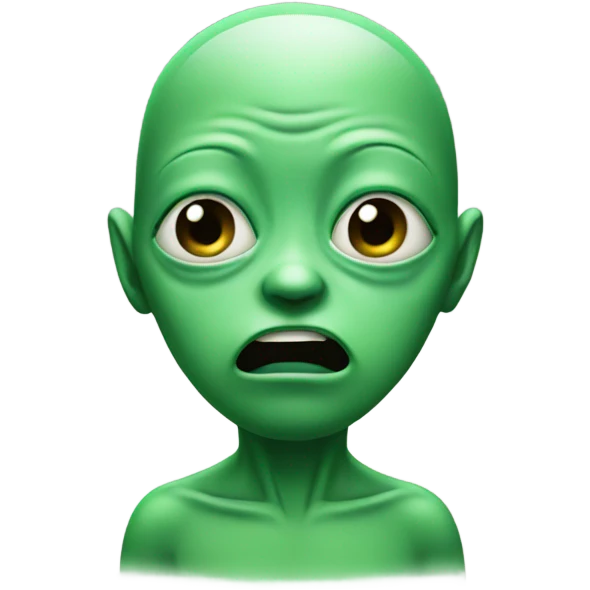  alien, green, crying emoji