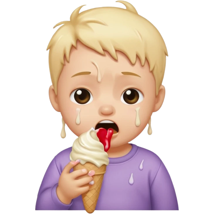 Baby crying while eating ice cream emoji