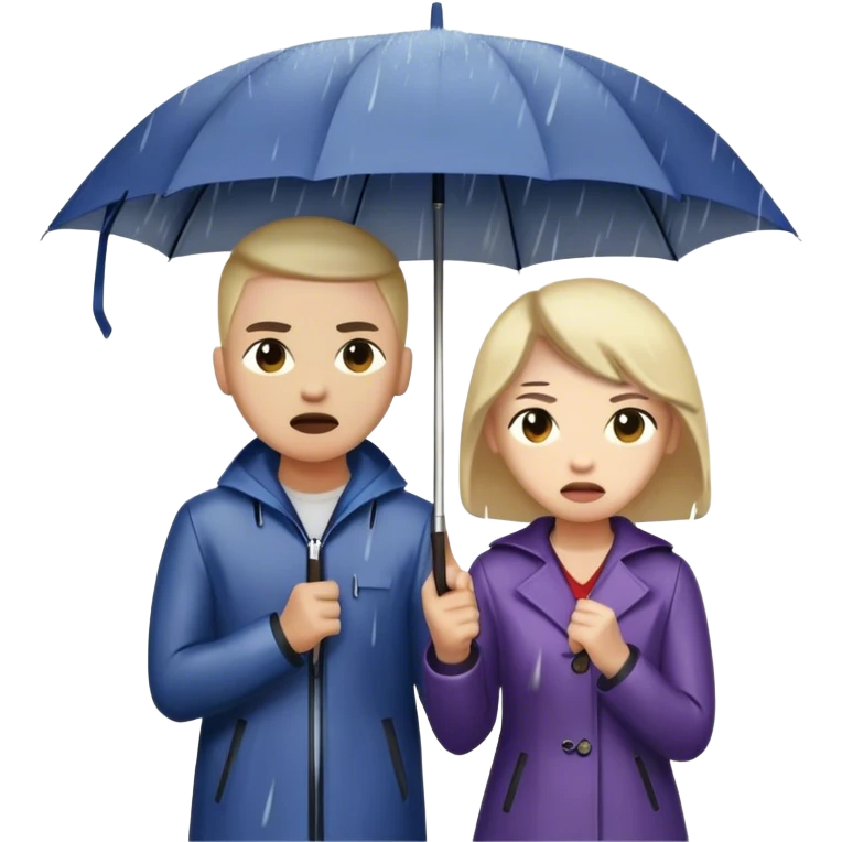 A person stands in the rain holding an umbrella, while another person outside of the umbrella (the narcissist) screams at the storm, getting drenched. The first person looks calm and dry, choosing to protect themselves rather than fight the uncontrollable.  emoji