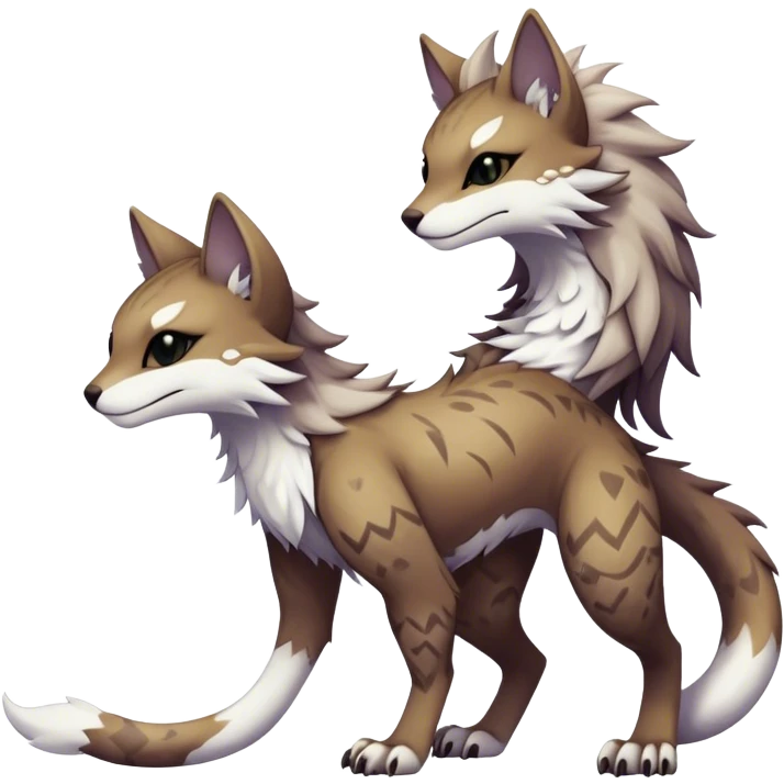 Kawaii dark edgy fantasy ethereal feline-vernid-sergal-fursona animal creature with a tufted tail full body with intricate markings  emoji