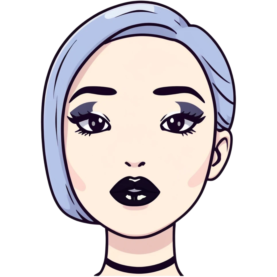 Shiny black lipstick on full lips, fashionable and bold emoji