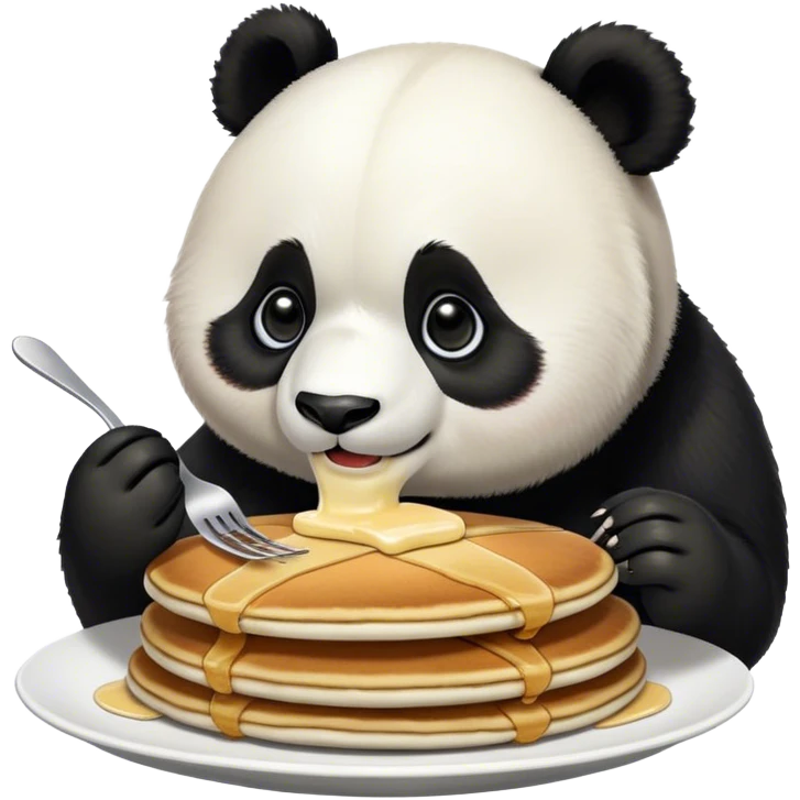 A panda eating pancakes with long lashes  emoji