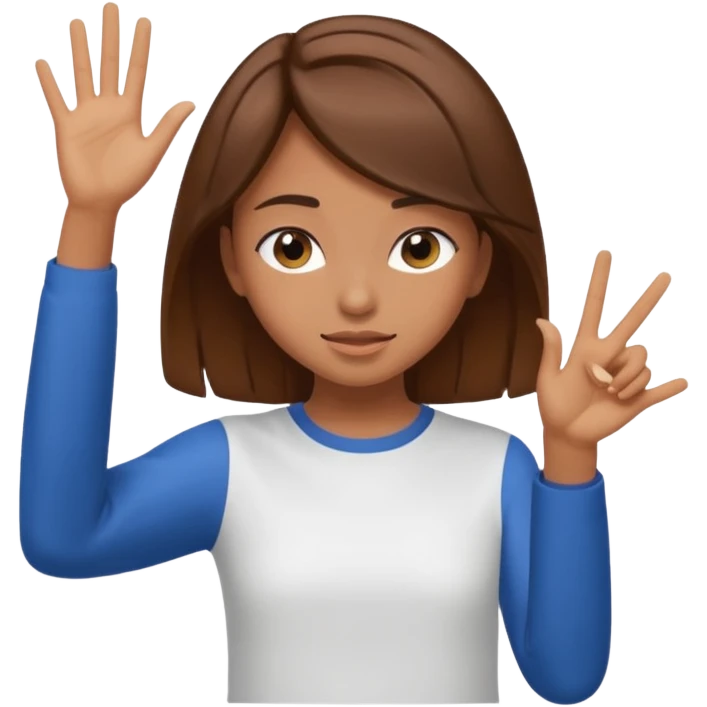 Girl with brown hair and tan-ish skin dabbing  emoji