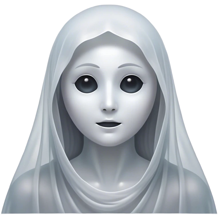 Cinematic Noble Ghost Portrait Emoji, Ethereal and dignified, with a flowing, translucent form in silvery-white hues, wispy and majestic, and a calm, otherworldly expression with deep, thoughtful eyes, simplified yet sophisticated features, highly detailed, glowing with a soft, spectral radiance, high shine, exuding regal mystery and quiet authority, with a soft glowing outline that captures the essence of a ghostly guardian drifting from another realm! emoji