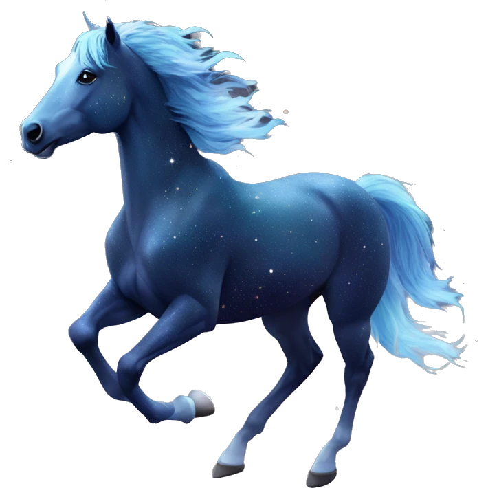 Ethereal glittering horse galloping through constellations and nebulas emoji