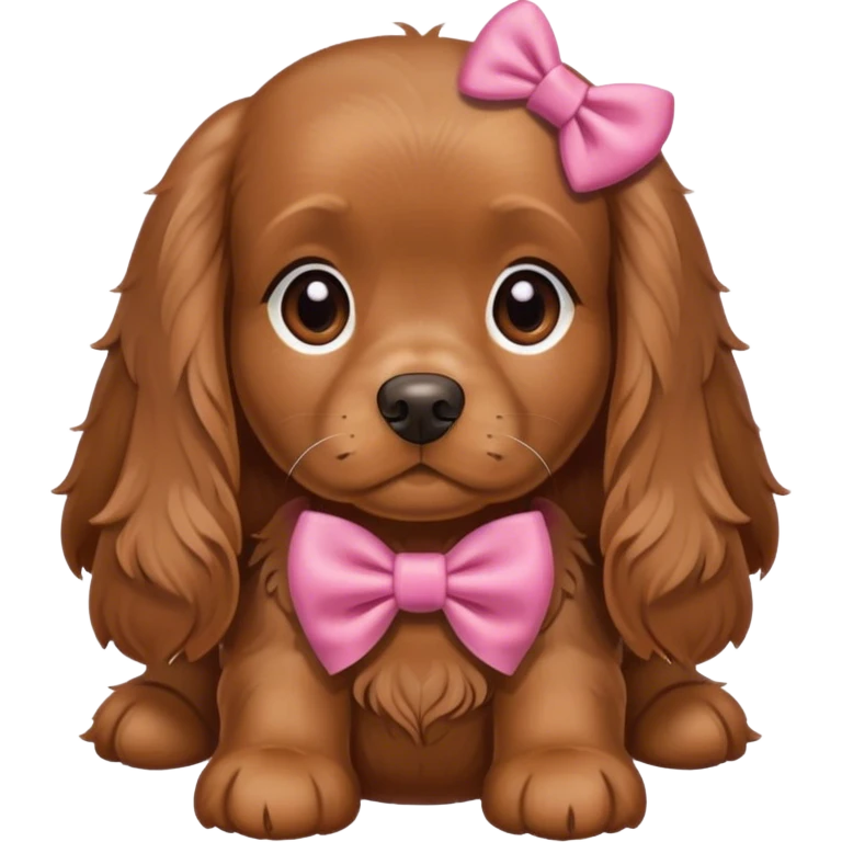 Cute brown cocker spaniel wearing bow emoji