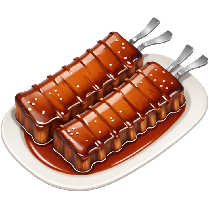 bbq ribs object icon, cooked ribs with barbecue sauce glaze, 3D cartoon, mobile game icon style, clean background, no text, no watermark
 emoji